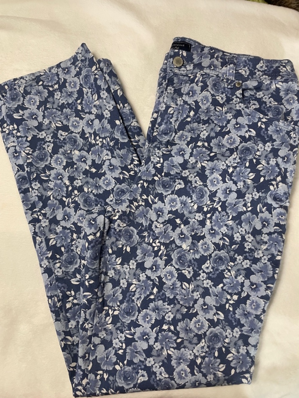Charter Club Women's Straight Leg Jeans in Blue Floral